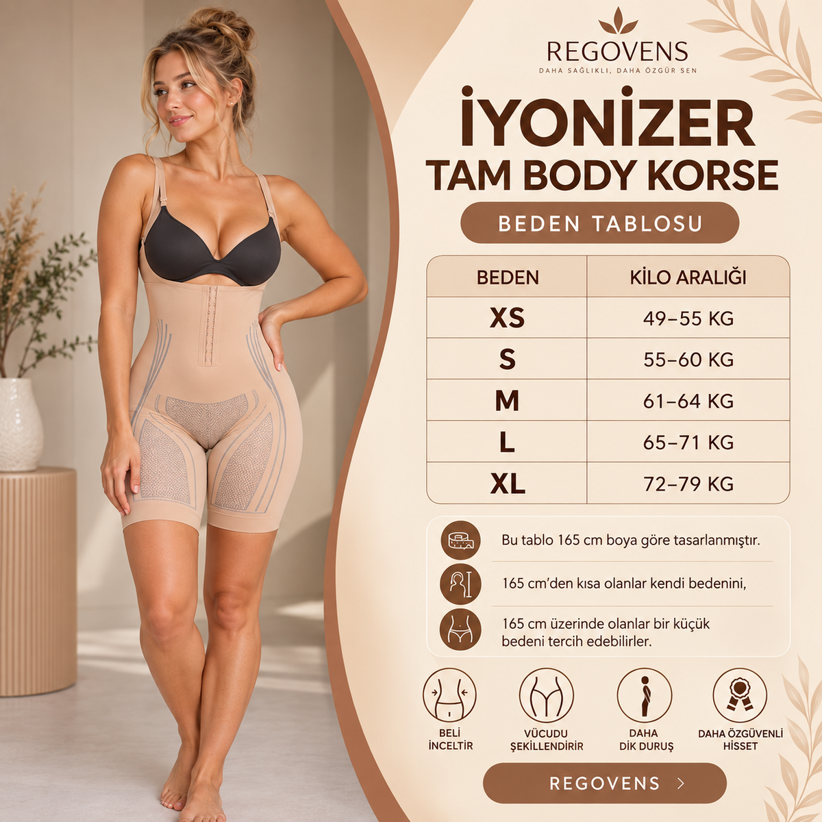 Basen ve Karın Şekillendirici Tam Boy İyonizer Korse